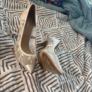 ALDO Women's Cream Lace Heels